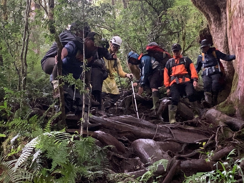 攀登加羅湖山女登山客腳踝受傷 消防人員搬運下山