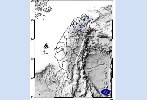 宜蘭縣政府南偏東方近海芮氏4.9近海有感地震