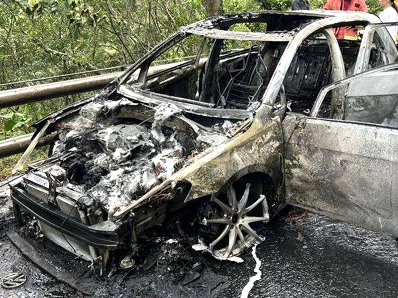 台9丁火燒車!車頭冒煙5分鐘燒成骨