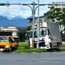 宜市大貨車酒駕自撞　縣民大道號誌受損