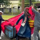 丹娜絲來襲幾米兔披帆布、船隻固定上岸防颱