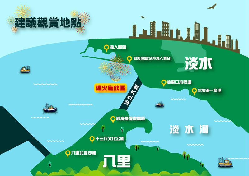 淡水漁人碼頭仲夏繽紛樂煙火秀懶人包