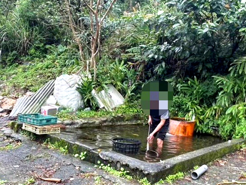 員山餐廳魚池遭垂釣 三人到案依毀損偵辦(網友提供)