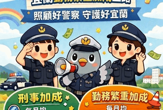 宜蘭縣警察待遇調升 刑事與勤務加成上路