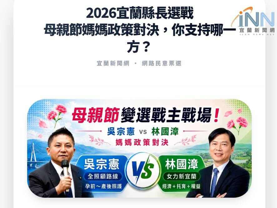 吳宗憲、林國漳誰最懂媽媽心?婦女政策網路投票見真章!